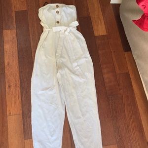 Strapless white jumpsuit